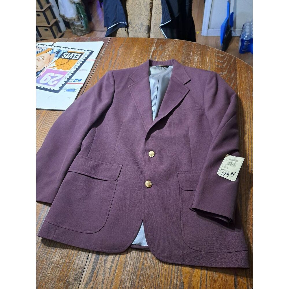 New 40R Regent Burgandy Wine Single Breast Suit Sports Coat Jacket Blazer NWT